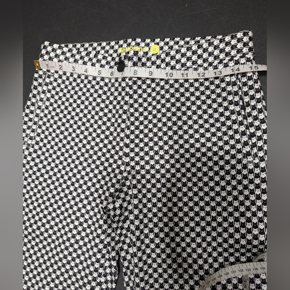 Betabrand Black and White Novelty Checkered Cat Print Ankle Zip Skinny Pants M - Picture 10 of 12